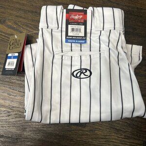 Rawlings Semi Relaxed Fit Youth Xl Baseball Pants NWT White With Black Pinstripe
